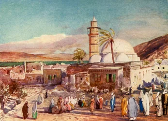 The Mosque at Tiberias and the Lake of Galilee