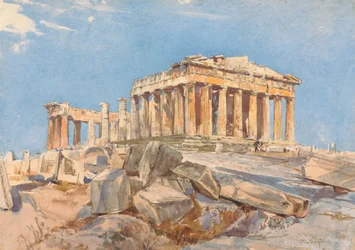 The Parthenon from the North End of the Eastern Portico of the Propylae, Evening Light