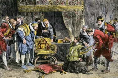 Guy Fawkes in Front of King James I of England After the Powder Conspiracy on 5 Nov. 1605