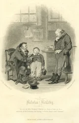 Nicholas Nickleby: Wackford Squeers and Young Wackford Squeers, engraved by H.B. Hall and Sons