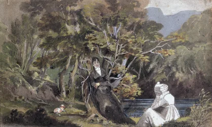 Couple with a Spaniel