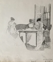 Ladies Sewing, 1805