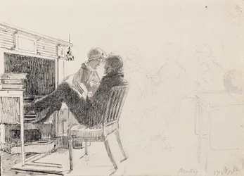 Man Reading with Feet on Hearth
