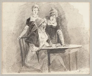 Three at a table, one sitting, 1807