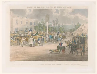 View of a Busy Street in Front of The Lord Nelson Inn in Cheam