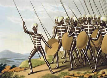 Warriors of New South Wales, engraved by Matthew Dubourg, published by Edward Orme