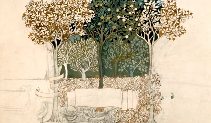 Trees in an orchard, tapestry design for Morris and Co.