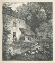 A house and watermill, Nature Pictures. A series of thirty original illustrations drawn on wood by J. H. Dell, and engraved by R. Paterson