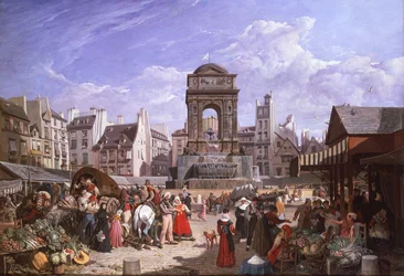 A View of the Market and Fountain of the Innocents, Paris