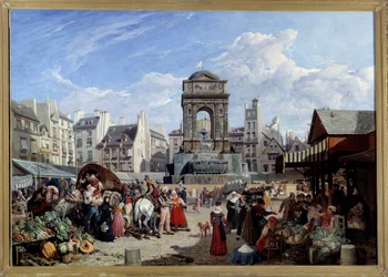 Le marche et la Fontaine des Innocents in Paris