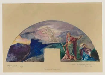 The Moral and Divine Law: Moses Receives the Law on Mount Sinai; Color Study for Mural, Supreme Court Room, Minnesota State Capitol, Saint Paul