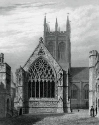 Merton College Chapel, from the Quadrangle, Oxford, 1834