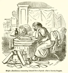 Scipio Aemilianus Cramming Himself for a Speech After a Hearty Supper