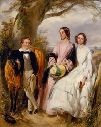 Group Portrait of Two Women, a Boy and his Pony