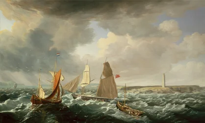 A Brigantine, a Dutch Galiot and Fishing Vessels