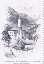 At Welsberg, near Cadore, looking back to the Dolomites, from The Magazine of Art 1893, Cassell and Company