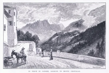 In Pieve Di Cadore, looking to Monte Cristallo, from The Magazine of Art 1893, Cassell and Company