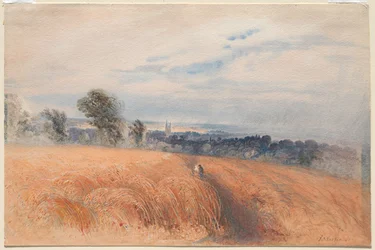 Two Figures Crossing a Wheatfield