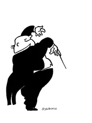 Caricature of a cheerful conductor
