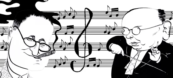 Hanns Eisler and Bertolt Brecht - caricature collage