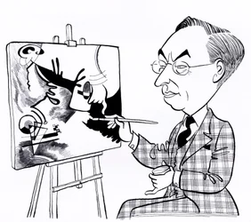 Vassily Kandinsky, caricature with easel