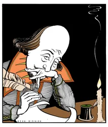 William Shakespeare writing a play by John Minnion