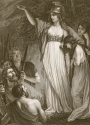 Boadicea haranguing the Britons, engraved by Sharp, illustration from David Hume