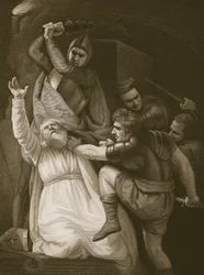 The Death of Becket, engraved by J.Stowe, illustration from David Hume