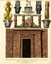 A View of the Entrance to the Sanctuary of the Temple of Tentyra: with Various Fragments of Egyptian Architecture