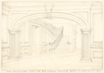 The entrance hall of Fairfax House, High Street, Putney, London