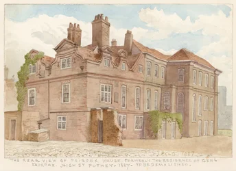 The rear view of Fairfax House, High Street, Putney, London, formerly the residence of General Fairfax