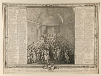 A View of the House of Peers, the King Sitting on His Throne, the Commons Attending Him at the End of the Session 1741/2