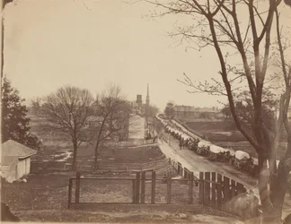 Train of Army Wagons Entering Petersburg, Virginia, April 1865