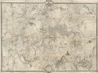 An 18th Century Map of London. An Exact Survey of the Cities of London, Westminster, the Borough of Southwark and the Country Near Ten Miles Around Begun in 1741 & Ended in 1745 by John Rocque Land Surveyor & Engraved by Richard Parr