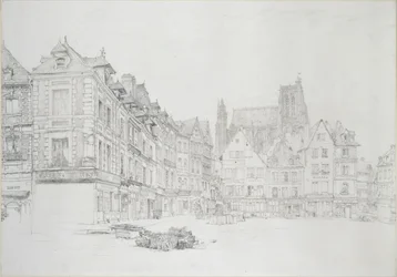 Study for (detail) of the Market-Place, Abbeville, September - October 1868