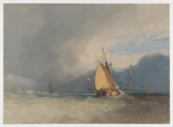 Boats off the coast, storm approaching