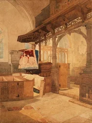 Interior of Trentham Church, Staffordshire, c.1808
