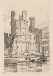Liber Studiorum: Plate 28, Caernarvon Castle, N. Wales, 1838
