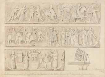 Sculpture on a Suite of Capitals in the Cloisters of the Abbey Church of Saint Georges de Bocherville, near Rouen, Normandy