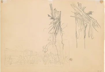 Two Shattered Trees, and Study for The Road (verso), 1918