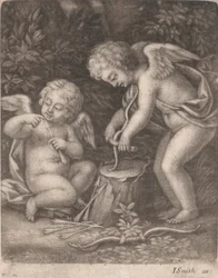 Cupids Trying Out a Bow