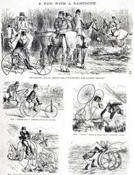 A man hunting on a tricycle