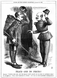 Napoleon III dressed as a rag-picker, warned off by Otto von Bismarck