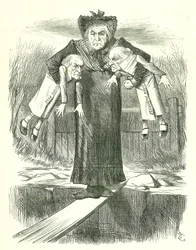 Set Down Two, and Carry One?: Gladstone in a Quandary Over Which of the Controversial Irish Bills to Jettison. John Tenniel Cartoon from Punch