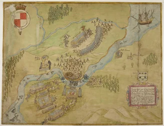 Colour drawing of the battle of Ballyshannon