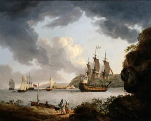 A Flagship of an Admiral of the White in Plymouth Sound