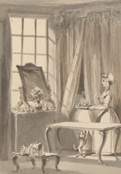 Hogarth Has Made Breakfast and Sends up a Cup to His Wife at the Same Time Ordering the Little Dog to be Admitted to Her Mistress