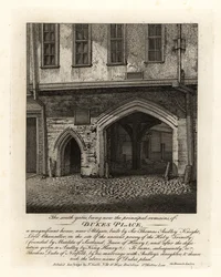 The ruins of the South Gates of Dukes Place, built by Sir Thomas Audley near Aldgate