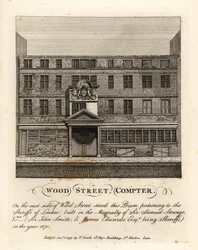 Wood Street Compter, prison owned by the Sheriffs of London, built in the mayoralty of Sir Samuel Strange in 1670