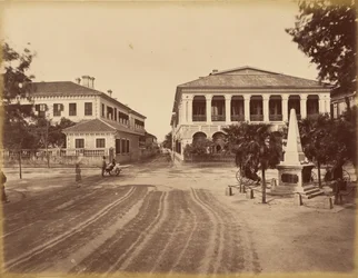 Siemssen and Co. Building and the Ever Victorious Army Monument, Shanghai
